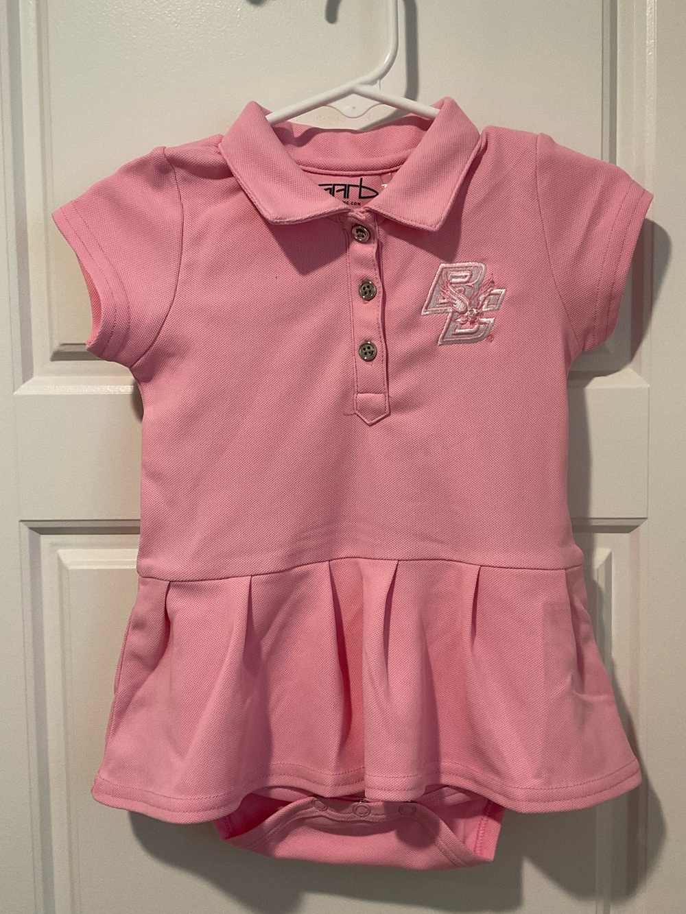 NWT Garb Pink Boston College Polo Peplum Bodysuit Dress Size 12 Months